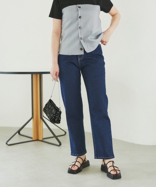 ROPE' PICNIC(ロペピクニック)の「【ウエスト革命デニム】ウエストシェイプデニムストレートパンツ(デニムパンツ・レディース・ネイビー/ブルー・36/38/40)」の6枚目の写真