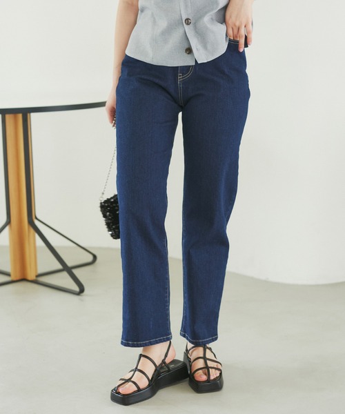 ROPE' PICNIC(ロペピクニック)の「【ウエスト革命デニム】ウエストシェイプデニムストレートパンツ(デニムパンツ・レディース・ネイビー/ブルー・36/38/40)」の7枚目の写真