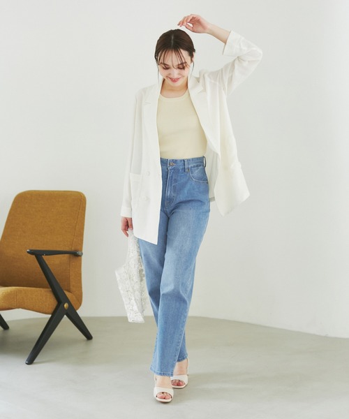 ROPE' PICNIC(ロペピクニック)の「【ウエスト革命デニム】ウエストシェイプデニムストレートパンツ(デニムパンツ・レディース・ネイビー/ブルー・36/38/40)」の11枚目の写真