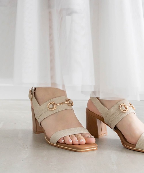 RANDA（ランダ）の「ビットパーツチャンキーヒールサンダル（サンダル・レディース・イエロー/アイボリー/その他・S/L/M/LL）」の3枚目の写真