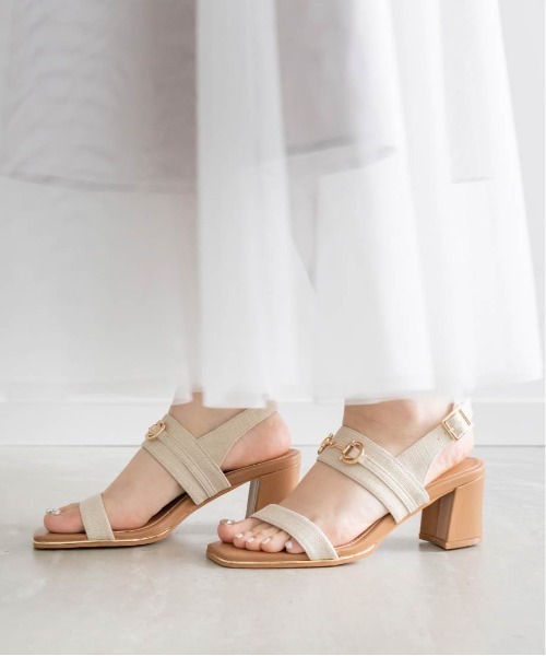 RANDA（ランダ）の「ビットパーツチャンキーヒールサンダル（サンダル・レディース・イエロー/アイボリー/その他・S/L/M/LL）」の6枚目の写真