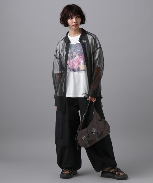 PAGEBOY(ページボーイ)の「チュールシアーシャツ(シャツ/ブラウス・レディース・チャコール/ブラック/ホワイト・FREE)」の15枚目の写真