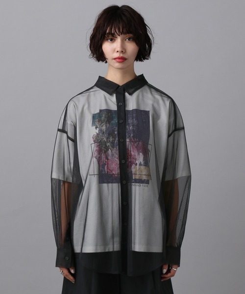 PAGEBOY(ページボーイ)の「チュールシアーシャツ(シャツ/ブラウス・レディース・チャコール/ブラック/ホワイト・FREE)」の22枚目の写真