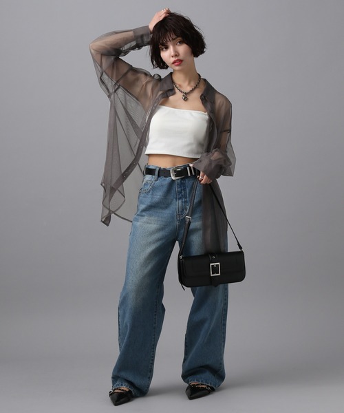 PAGEBOY(ページボーイ)の「チュールシアーシャツ(シャツ/ブラウス・レディース・チャコール/ブラック/ホワイト・FREE)」の20枚目の写真