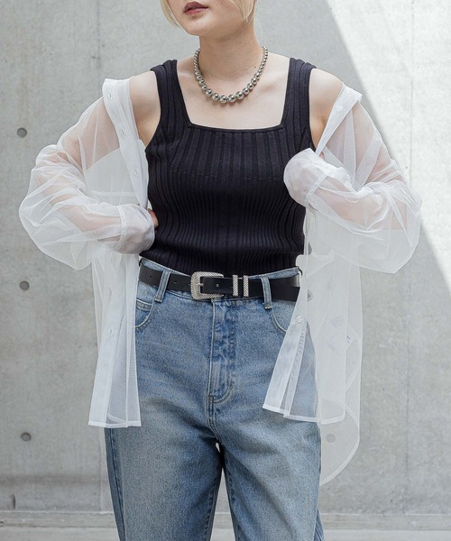 PAGEBOY(ページボーイ)の「チュールシアーシャツ(シャツ/ブラウス・レディース・チャコール/ブラック/ホワイト・FREE)」の12枚目の写真