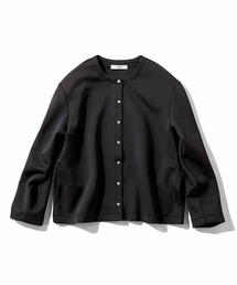 IEDIT ノーカラーのスナップボタンカーディガン