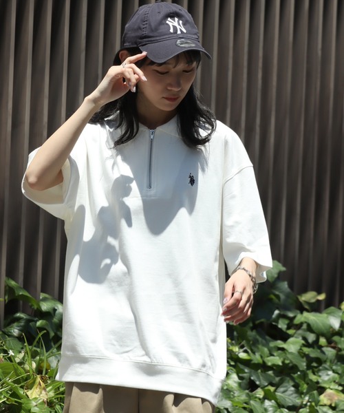 U.S. POLO ASSN.(ユーエスポロアッスン)の「【U.S. POLO ASSN./ユーエスポロアッスン】ワンポイント刺繍 ハーフジップショートスリーブポロシャツ(ポロシャツ・メンズ・スミクロ/杢グレー/ネイビー/オフホワイト/ブラック・L/LL/M)」の1枚目の写真