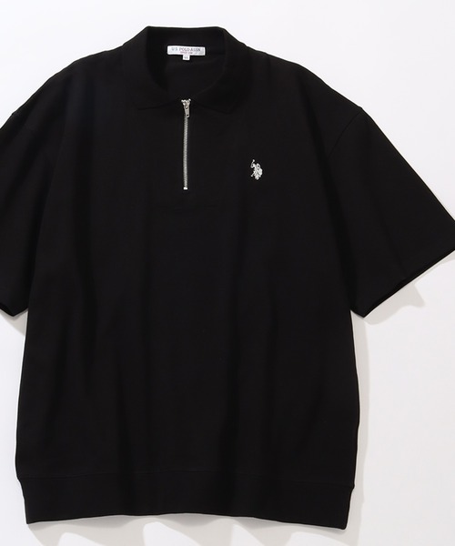 U.S. POLO ASSN.(ユーエスポロアッスン)の「【U.S. POLO ASSN./ユーエスポロアッスン】ワンポイント刺繍 ハーフジップショートスリーブポロシャツ(ポロシャツ・メンズ・スミクロ/杢グレー/ネイビー/オフホワイト/ブラック・L/LL/M)」の2枚目の写真