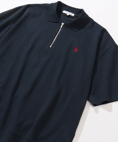 U.S. POLO ASSN.(ユーエスポロアッスン)の「【U.S. POLO ASSN./ユーエスポロアッスン】ワンポイント刺繍 ハーフジップショートスリーブポロシャツ(ポロシャツ・メンズ・スミクロ/杢グレー/ネイビー/オフホワイト/ブラック・L/LL/M)」の13枚目の写真