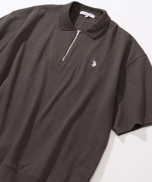 U.S. POLO ASSN.(ユーエスポロアッスン)の「【U.S. POLO ASSN./ユーエスポロアッスン】ワンポイント刺繍 ハーフジップショートスリーブポロシャツ(ポロシャツ・メンズ・スミクロ/杢グレー/ネイビー/オフホワイト/ブラック・L/LL/M)」の11枚目の写真