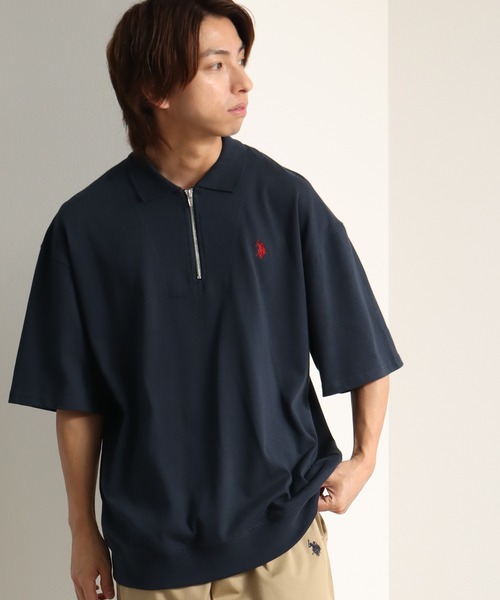 U.S. POLO ASSN.(ユーエスポロアッスン)の「【U.S. POLO ASSN./ユーエスポロアッスン】ワンポイント刺繍 ハーフジップショートスリーブポロシャツ(ポロシャツ・メンズ・スミクロ/杢グレー/ネイビー/オフホワイト/ブラック・L/LL/M)」の15枚目の写真