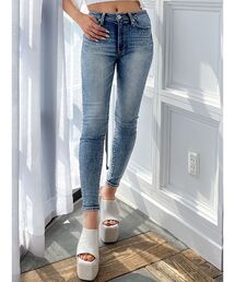 GYDA | ミドルウエストcross pointビジュースキニーデニムパンツ(デニムパンツ)