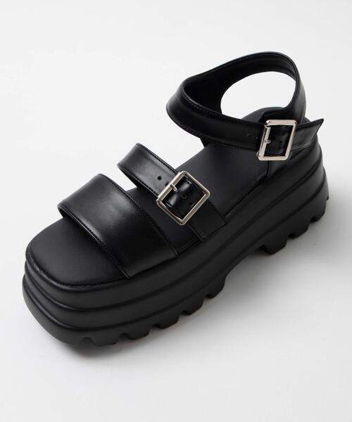 WEGO（ウィゴー）の「WEGO/ボリュームソールダブルベルトサンダル（サンダル・レディース・ブラック・LARGE/MEDIUM）」の7枚目の写真