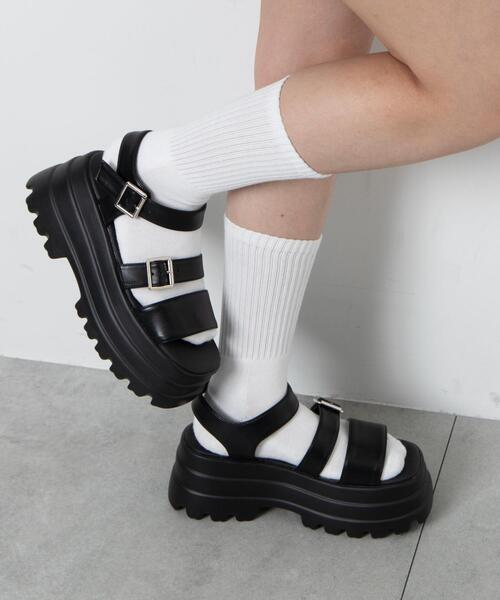 WEGO（ウィゴー）の「WEGO/ボリュームソールダブルベルトサンダル（サンダル・レディース・ブラック・LARGE/MEDIUM）」の12枚目の写真