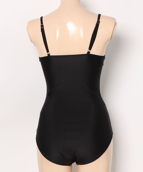 【新品未使用】  水着 スイムウエア ブラック L セール】【2点セット】フロント スリット クロス ソリッド
