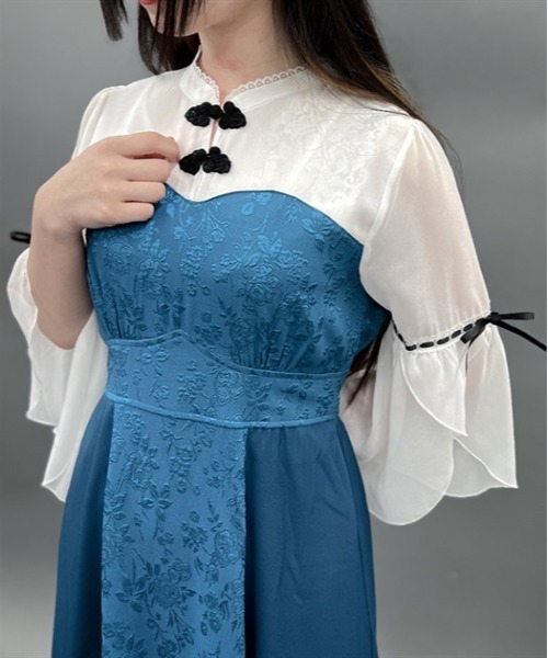 axes femme POETIQUE(アクシーズファムポエティック)の「チャイナボタンフレア袖ワンピース(ワンピース・レディース・グレー/ブルーグリーン/ブラック・MEDIUM)」の22枚目の写真