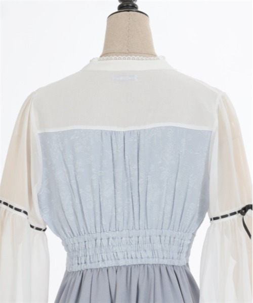 axes femme POETIQUE(アクシーズファムポエティック)の「チャイナボタンフレア袖ワンピース(ワンピース・レディース・グレー/ブルーグリーン/ブラック・MEDIUM)」の9枚目の写真