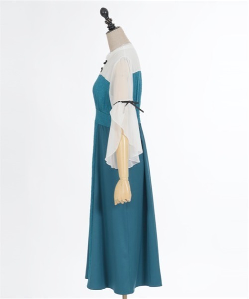 axes femme POETIQUE(アクシーズファムポエティック)の「チャイナボタンフレア袖ワンピース(ワンピース・レディース・グレー/ブルーグリーン/ブラック・MEDIUM)」の13枚目の写真