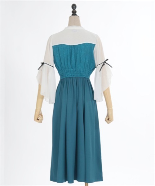 axes femme POETIQUE(アクシーズファムポエティック)の「チャイナボタンフレア袖ワンピース(ワンピース・レディース・グレー/ブルーグリーン/ブラック・MEDIUM)」の14枚目の写真