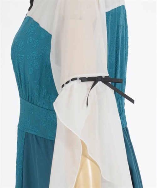 axes femme POETIQUE(アクシーズファムポエティック)の「チャイナボタンフレア袖ワンピース(ワンピース・レディース・グレー/ブルーグリーン/ブラック・MEDIUM)」の18枚目の写真