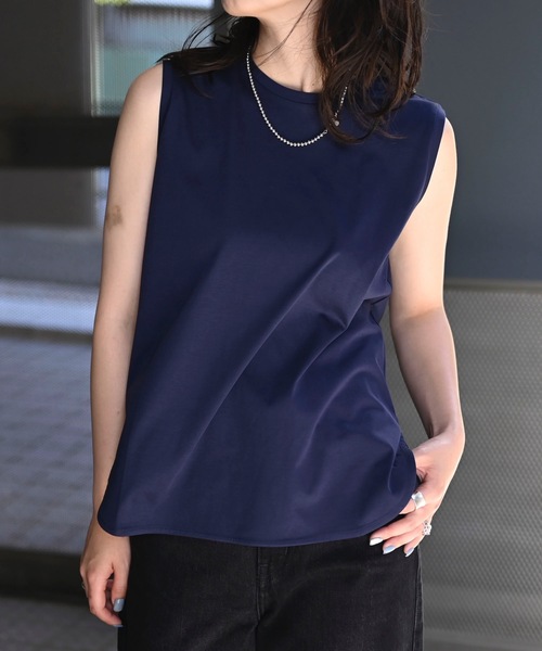 &HALF(アンドハーフ)の「シルケットスムースロングタンク(タンクトップ・レディース・ブラック/ホワイト/ネイビー/グレイッシュベージュ/ピンク/サックスブルー・M/L)」の22枚目の写真