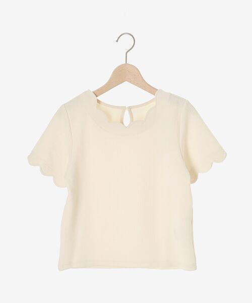 MAJESTIC LEGON（マジェスティックレゴン）の「【WEB限定アイテム】スカラップカットトップス（Tシャツ/カットソー・レディース・ネイビー/アイボリー/ブラック・MEDIUM）」の5枚目の写真