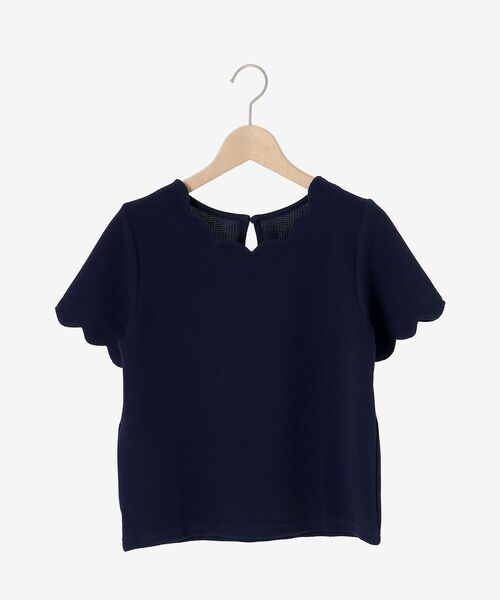 MAJESTIC LEGON（マジェスティックレゴン）の「【WEB限定アイテム】スカラップカットトップス（Tシャツ/カットソー・レディース・ネイビー/アイボリー/ブラック・MEDIUM）」の4枚目の写真