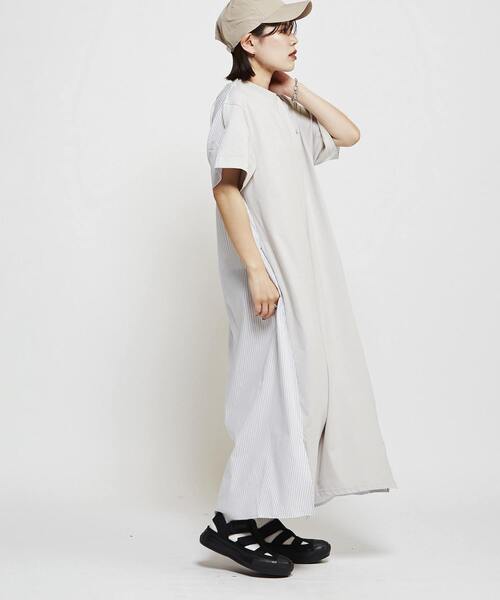 CONVERSE TOKYO(コンバーストウキョウ)の「FABRIC DOCKING DRESS(ワンピース・レディース・ネイビー/ブラック/グレー・FREE)」の5枚目の写真