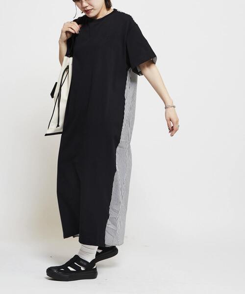 CONVERSE TOKYO(コンバーストウキョウ)の「FABRIC DOCKING DRESS(ワンピース・レディース・ネイビー/ブラック/グレー・FREE)」の10枚目の写真
