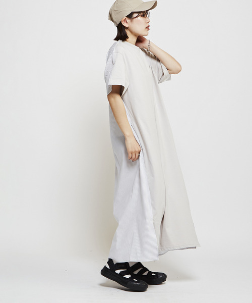 CONVERSE TOKYO(コンバーストウキョウ)の「FABRIC DOCKING DRESS(ワンピース・レディース・ネイビー/ブラック/グレー・FREE)」の2枚目の写真