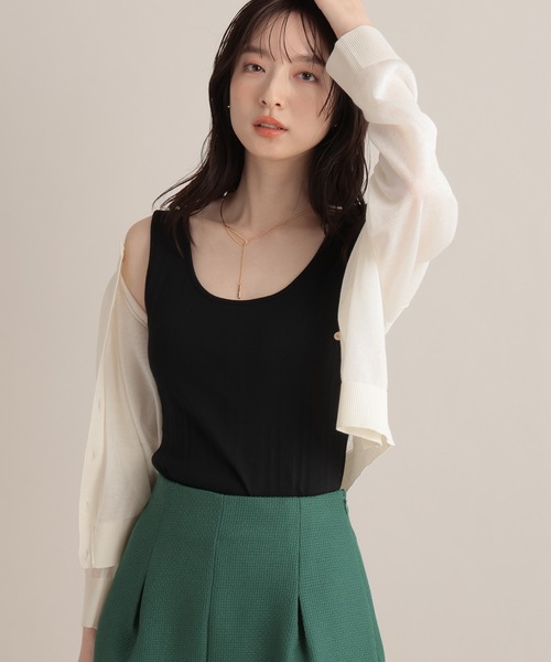 Andemiu（アンデミュウ）の「【WEB限定】2WAYテレコタンク129310（タンクトップ・レディース・ブラック/オフホワイト・FREE）」の2枚目の写真