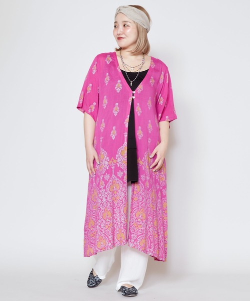 チャイハネ（チャイハネ）の「【チャイハネ】ヨウエンUVロングカーディガン（カーディガン/ボレロ・レディース・ブラック/ピンク/ブルー/グリーン/ダークグリーン/ベージュ/ブラック系その他・FREE）」の15枚目の写真