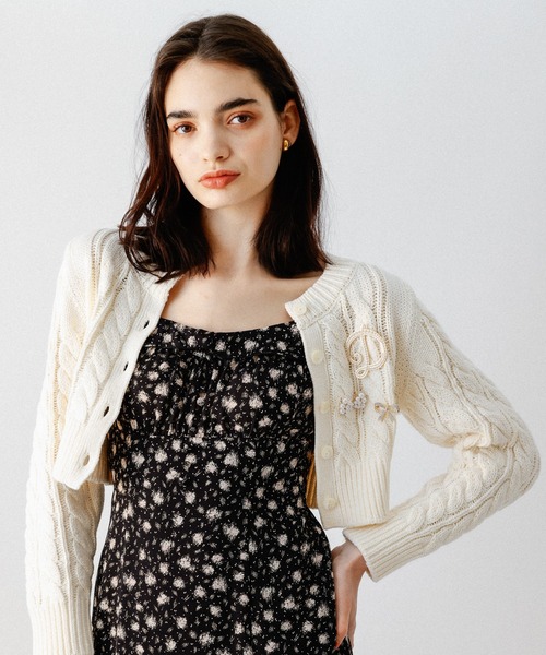 DEICY（デイシー）の「ケーブルショートカーディガン（カーディガン/ボレロ・レディース・オフホワイト/杢グレー/ピンク・FREE）」の13枚目の写真