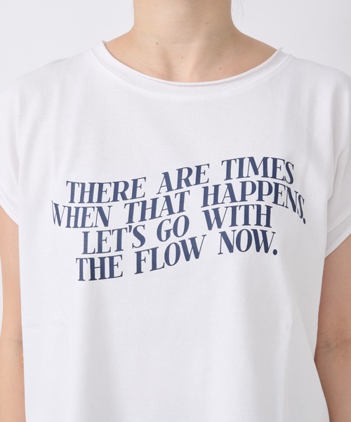 un dix cors(アンディコール)の「《1枚でも、インナーとしても◎》シルケット風ロゴTシャツ(Tシャツ/カットソー・レディース・オフホワイト/ネイビー・FREE)」の3枚目の写真