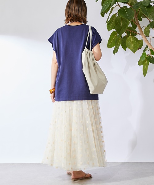 un dix cors(アンディコール)の「《1枚でも、インナーとしても◎》シルケット風ロゴTシャツ(Tシャツ/カットソー・レディース・オフホワイト/ネイビー・FREE)」の14枚目の写真