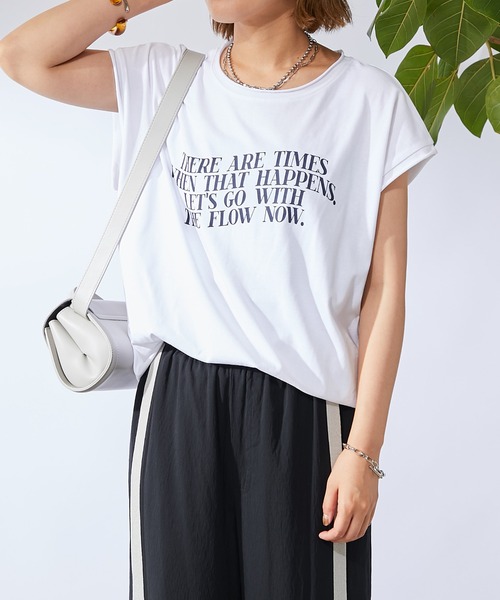 un dix cors(アンディコール)の「《1枚でも、インナーとしても◎》シルケット風ロゴTシャツ(Tシャツ/カットソー・レディース・オフホワイト/ネイビー・FREE)」の21枚目の写真