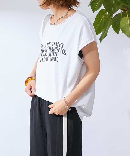 un dix cors(アンディコール)の「《1枚でも、インナーとしても◎》シルケット風ロゴTシャツ(Tシャツ/カットソー・レディース・オフホワイト/ネイビー・FREE)」の18枚目の写真