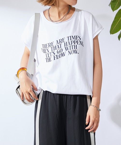 un dix cors(アンディコール)の「《1枚でも、インナーとしても◎》シルケット風ロゴTシャツ(Tシャツ/カットソー・レディース・オフホワイト/ネイビー・FREE)」の17枚目の写真