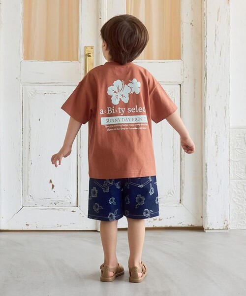 セール】フラワージャガード / 花柄(ハイビスカス) デニムハーフパンツ