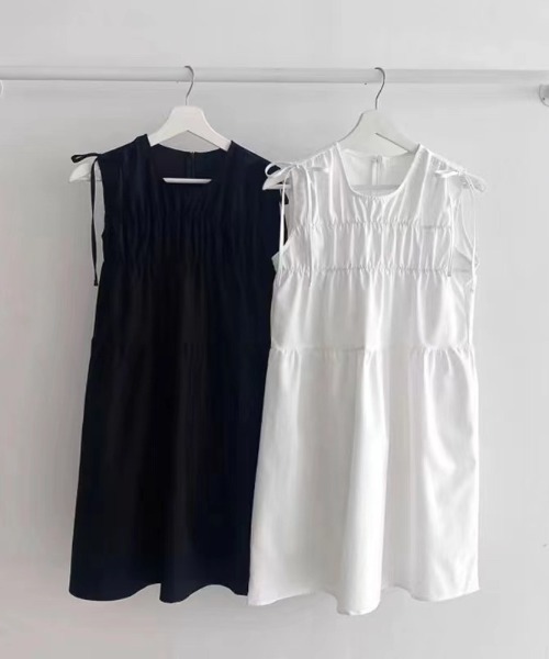 肩リボンノースリーブワンピース（ワンピース）｜LAC-VERT（ラック