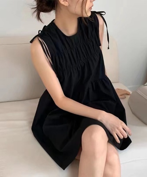 肩リボンノースリーブワンピース（ワンピース）｜LAC-VERT（ラック