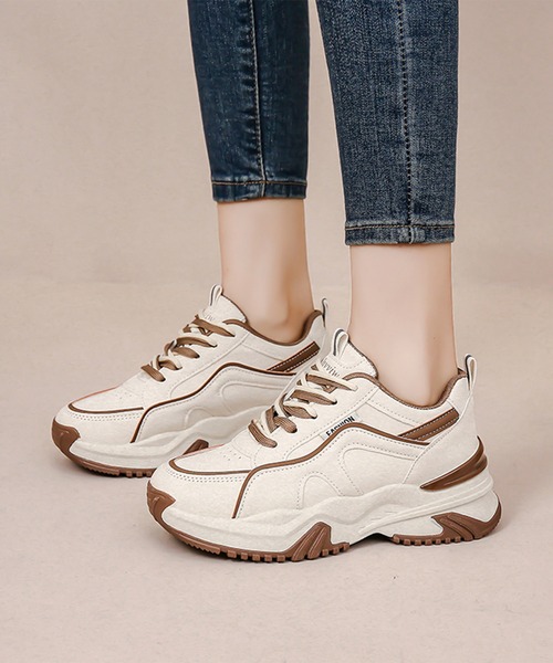 Lace Ladies(レースレディース)の「ダブルストラップ 配色 レースアップ 厚底 スニーカー(スニーカー・レディース・ブラック/ベージュ・22.5/23/23.5/24/24.5/ 25)」の18枚目の写真