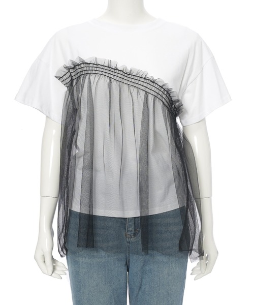 tシャツ アシメトリーチュールフリルカットソー レディース fifth アシンメトリーチュールフリルカットソー | 人気