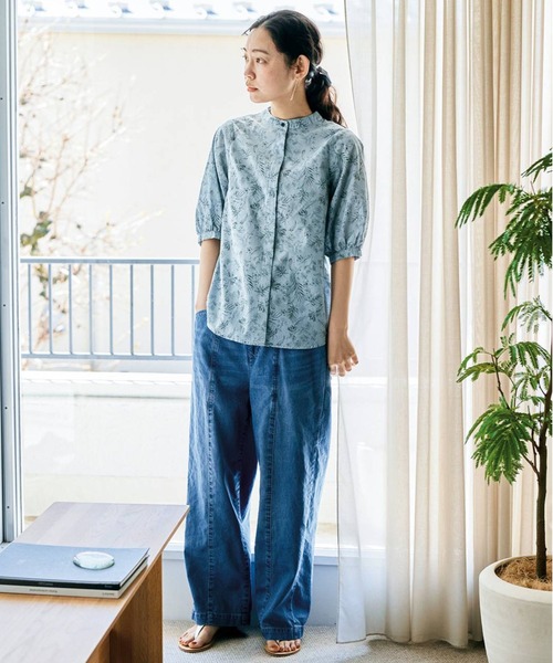 and myera（アンド マイラ）の「ａｎｄ　ｍｙｅｒａ　ボタニカルなブラウス（シャツ/ブラウス・レディース・ブルー系その他・X-LARGE/LARGE/MEDIUM/SMALL）」の3枚目の写真