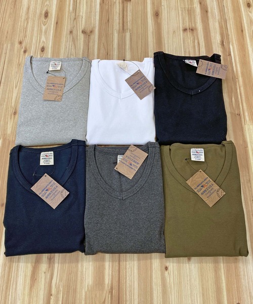 AVIREX（アヴィレックス）の「リブ 半袖 Vネック Tシャツ デイリーウェア（Tシャツ/カットソー・メンズ・オリーブ/ネイビー/ホワイト/チャコールグレー/ブラック/杢グレー・L/XL/M）」の8枚目の写真
