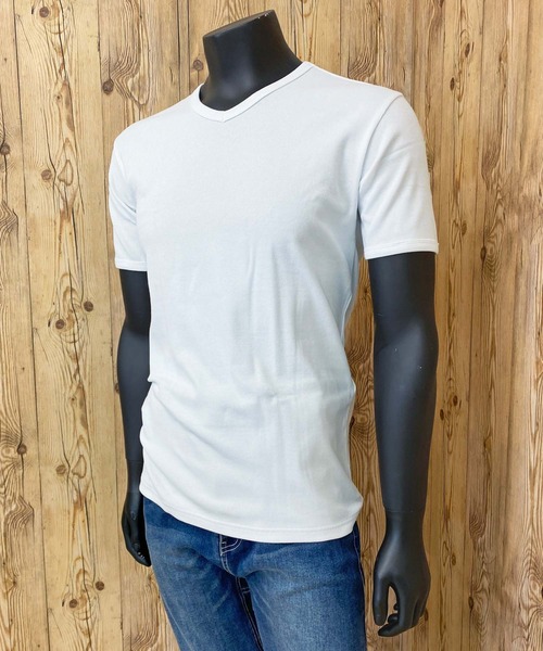 AVIREX（アヴィレックス）の「リブ 半袖 Vネック Tシャツ デイリーウェア（Tシャツ/カットソー・メンズ・オリーブ/ネイビー/ホワイト/チャコールグレー/ブラック/杢グレー・L/XL/M）」の9枚目の写真