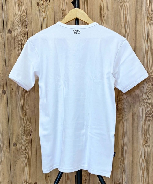 AVIREX（アヴィレックス）の「リブ 半袖 Vネック Tシャツ デイリーウェア（Tシャツ/カットソー・メンズ・オリーブ/ネイビー/ホワイト/チャコールグレー/ブラック/杢グレー・L/XL/M）」の11枚目の写真