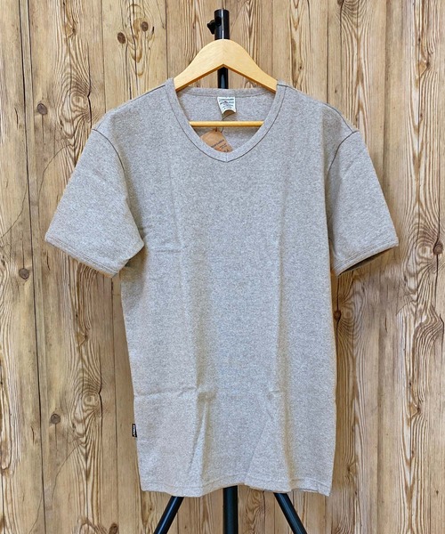 リブ 半袖 Vネック Tシャツ デイリーウェア（Tシャツ/カットソー