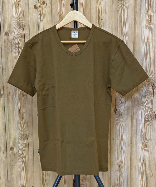 リブ 半袖 Vネック Tシャツ デイリーウェア（Tシャツ/カットソー
