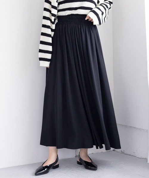 LEPSIM（レプシィム）の「ウエストギャザースカート　138003（スカート・レディース・ブラック/ブラック系その他/ブラウン・FREE）」の2枚目の写真